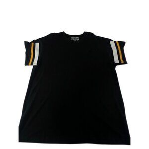 G-Net Men's Black Short Sleeve T-Shirt Yellow White With Trim XL Cotton Blend